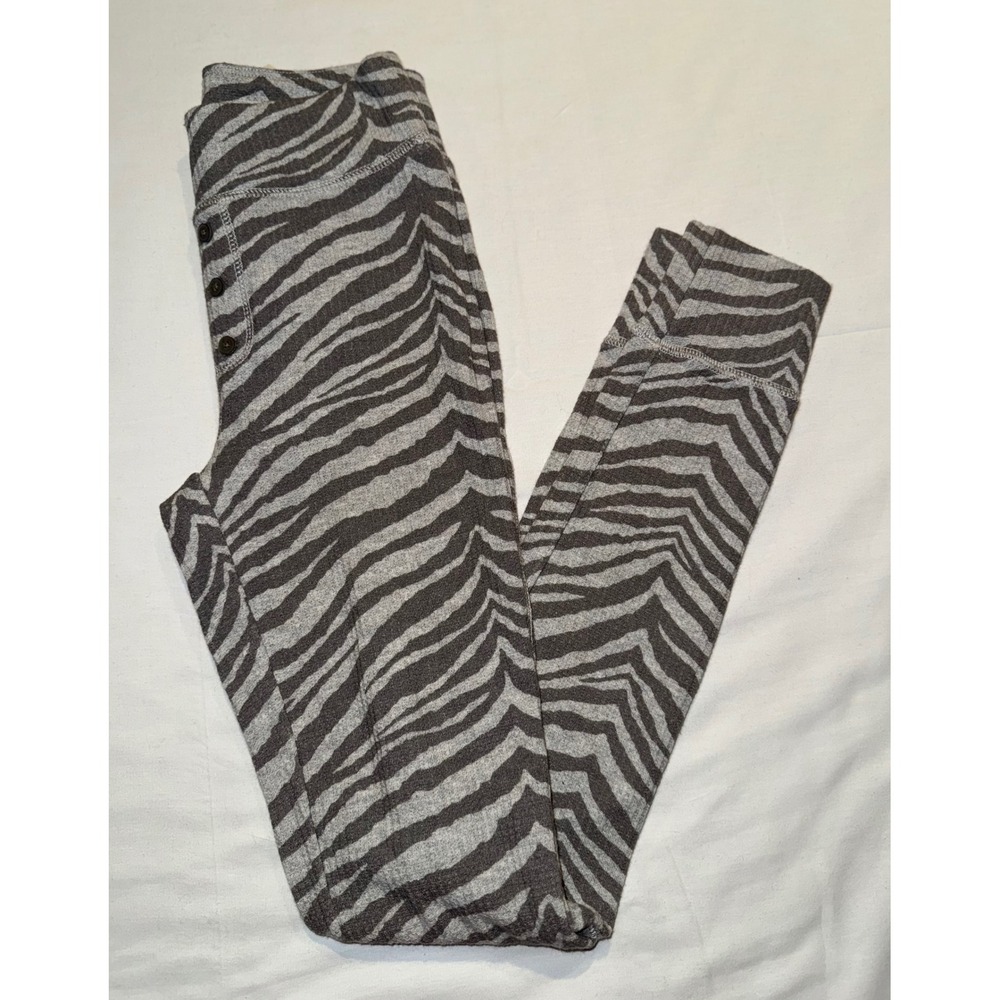 Aerie Zebra Print Button Fly Legging pajama XS Gray Black Soft